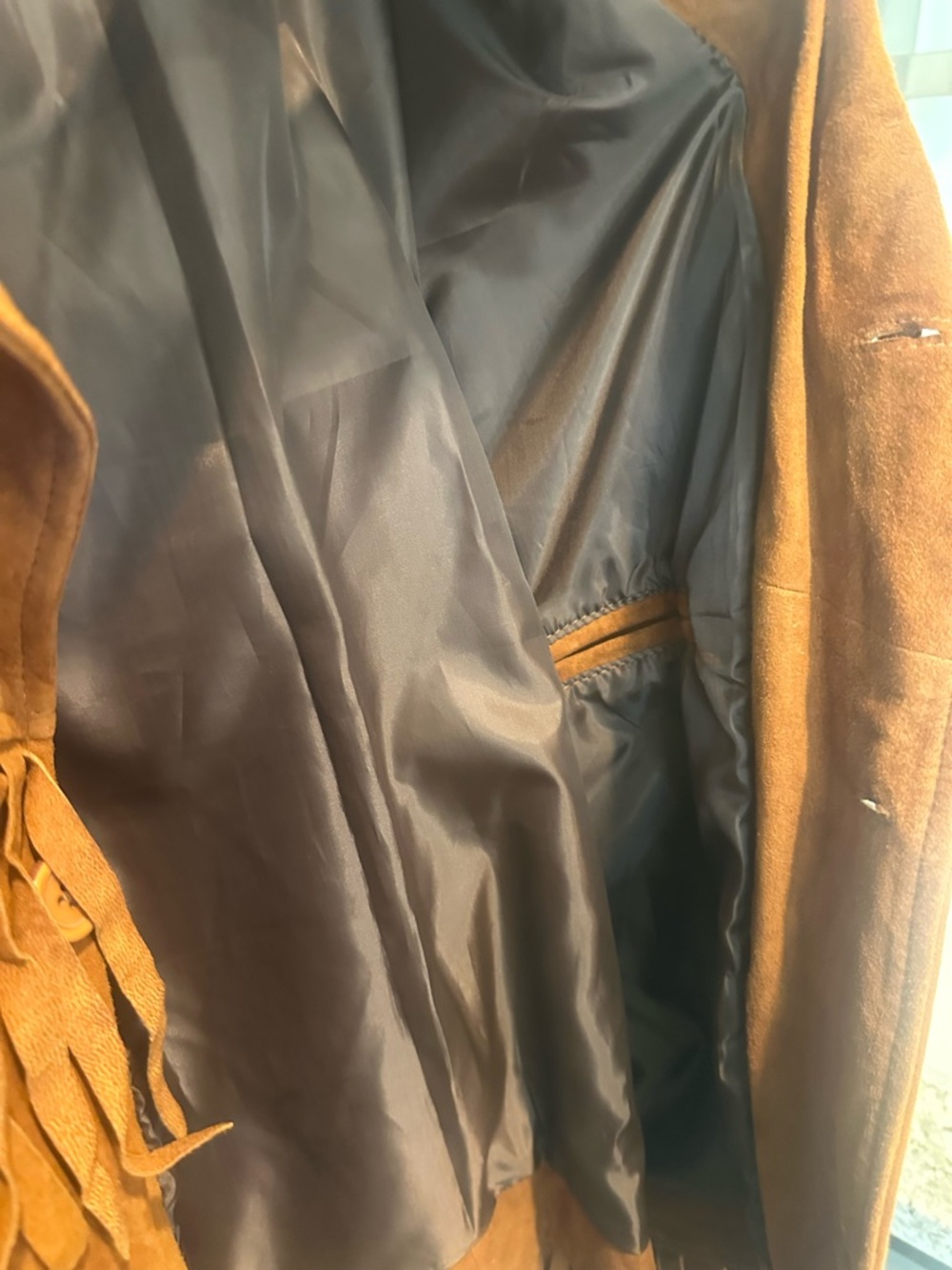 Real Leather Suede Jacket - Chestnut Brown - Picture 5 of 5